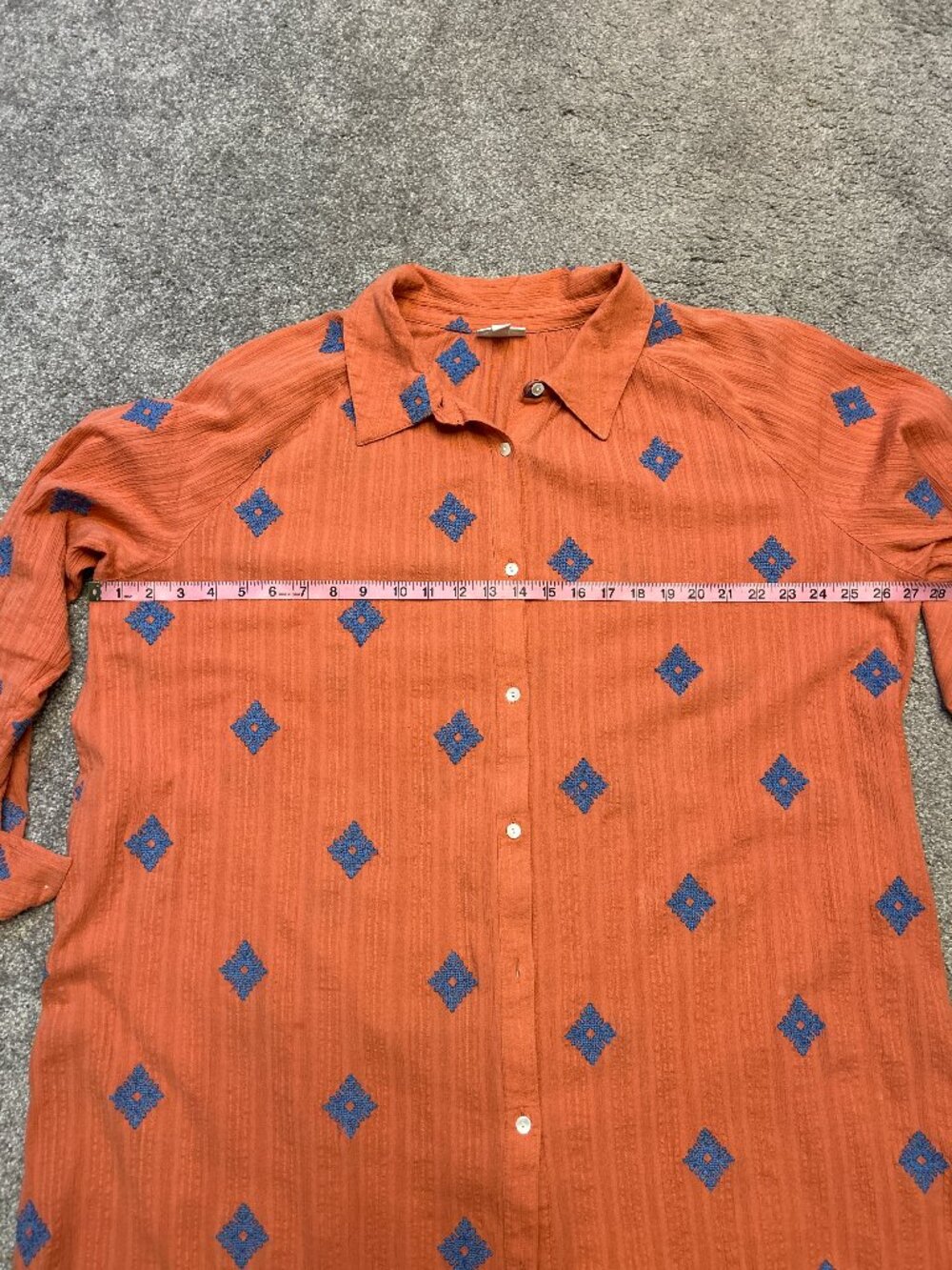 Pure Jill J Jill Terracotta Embroidered Shirt Dress Gauze Cotton Button Up 2X - Picture 7 of 8